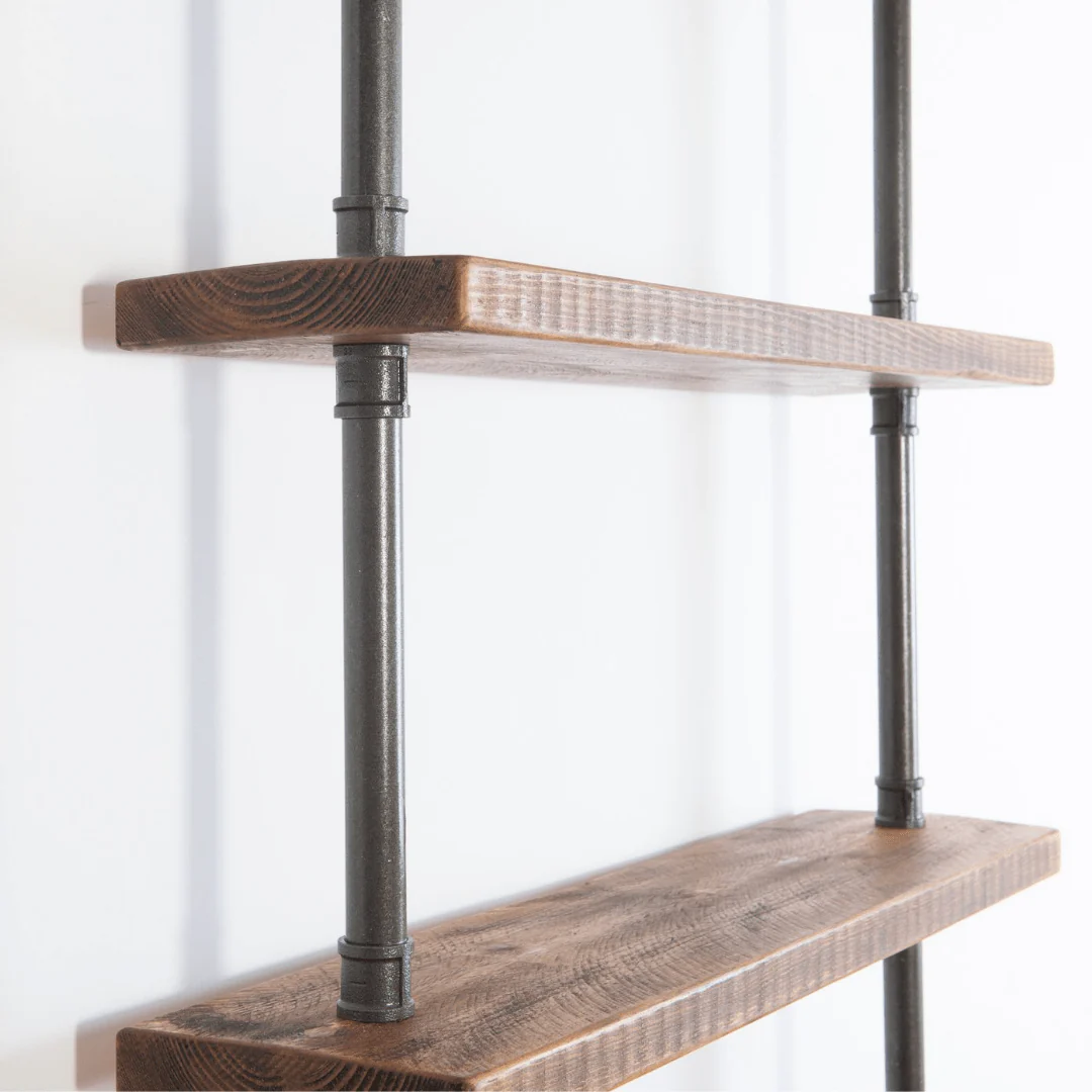 2 Shelf Chunky Pipe Shelving Unit - Floor Mounted - Image 4