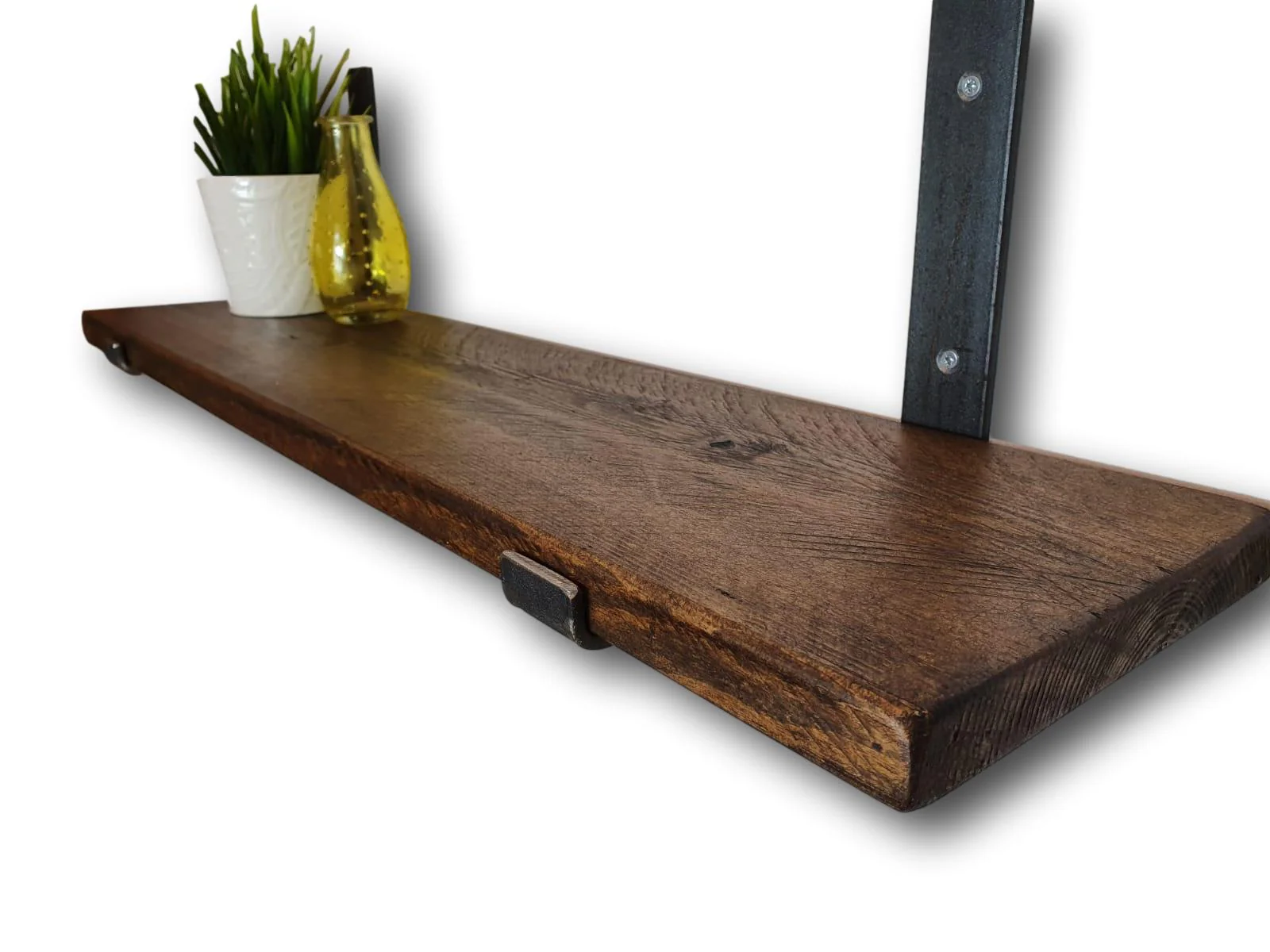 25mm Thin Rustic Shelf with Lipped Metal Brackets - Image 5