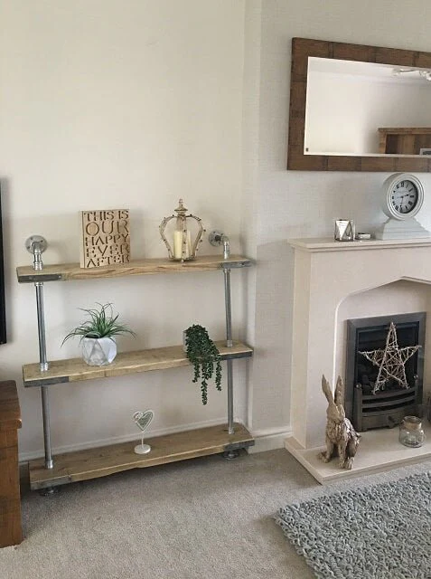 3 Shelf Galvanised Pipe Shelving Unit - Floor Mounted - Image 3
