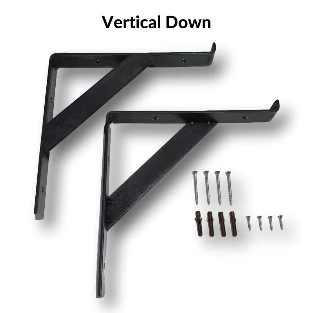 30cm Depth - 38mm Rustic Shelf with Lipped Metal Brackets - Image 6