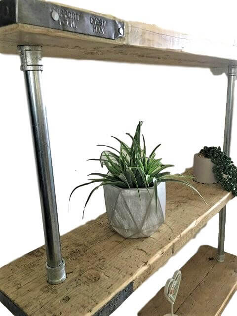 4 Shelf Galvanised Pipe Shelving Unit - Floor Mounted - Image 2