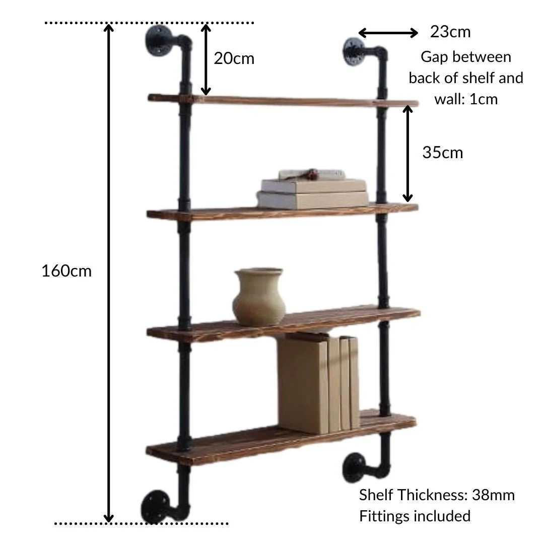 4 Shelf Industrial Pipe Shelving Unit - Image 4