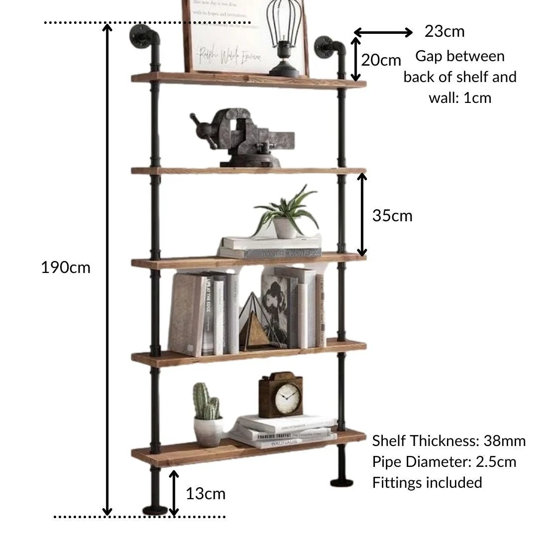 5 Shelf Industrial Pipe Shelving Unit - Image 3