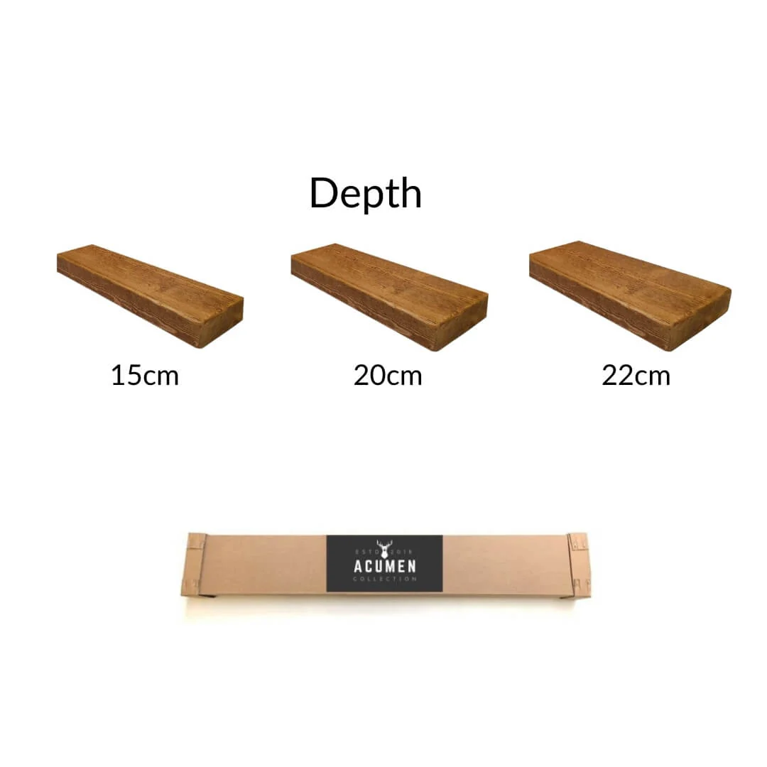 50mm Chunky Rustic Shelf with Lipped Metal Brackets - Image 5