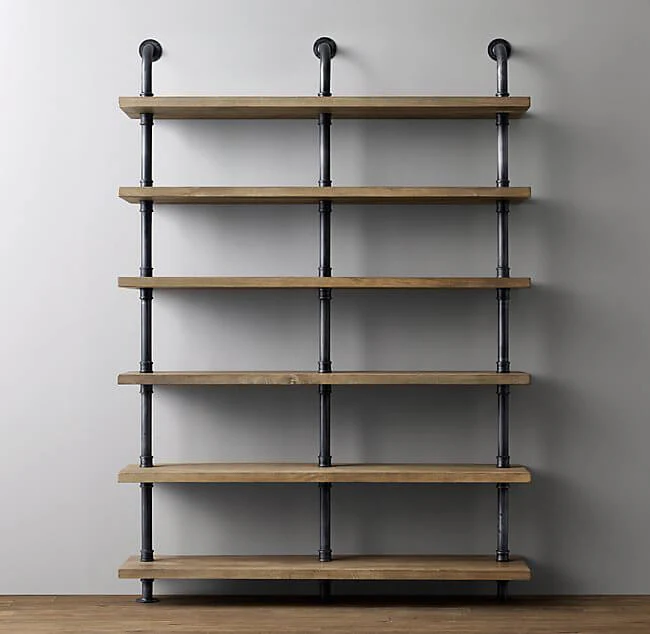 6 Shelf Industrial Chunky Pipe Triple Shelving Unit - Image 3