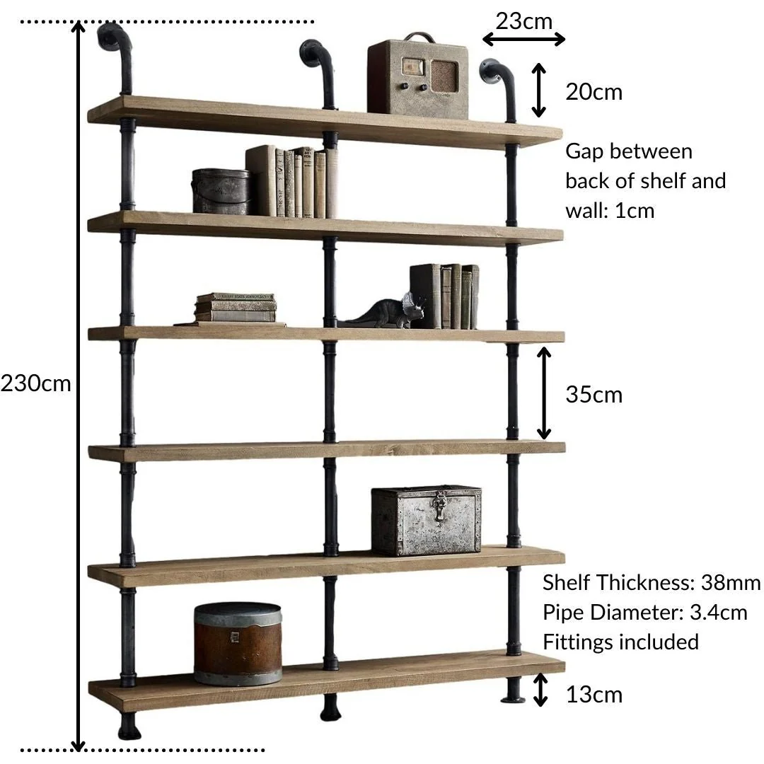 6 Shelf Industrial Chunky Pipe Triple Shelving Unit - Image 6