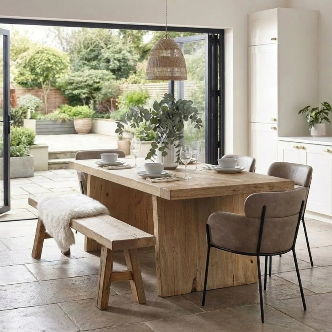 Mardale Reclaimed Elm Dining Table - Solid Leg - Image 3