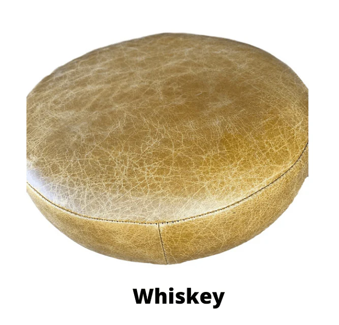 Industrial Bar Stool - 35mm Thick Leather Seat - Image 17