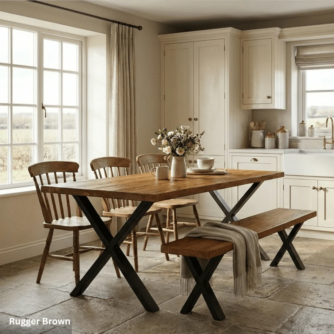 Blencathra Rustic Dining Table - X Frame Leg - Image 3
