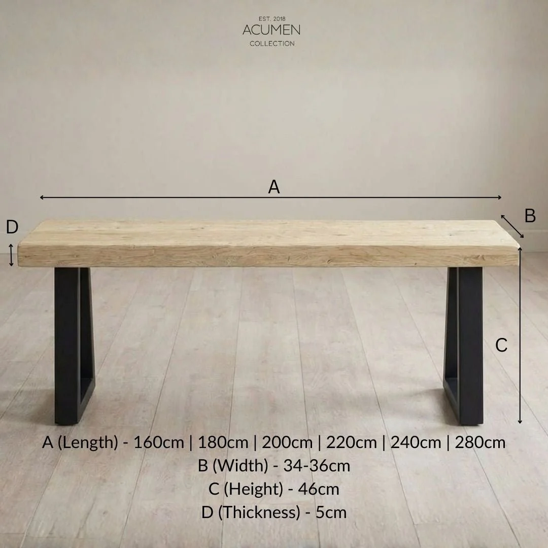 Coniston - Reclaimed Elm Bench - Image 3