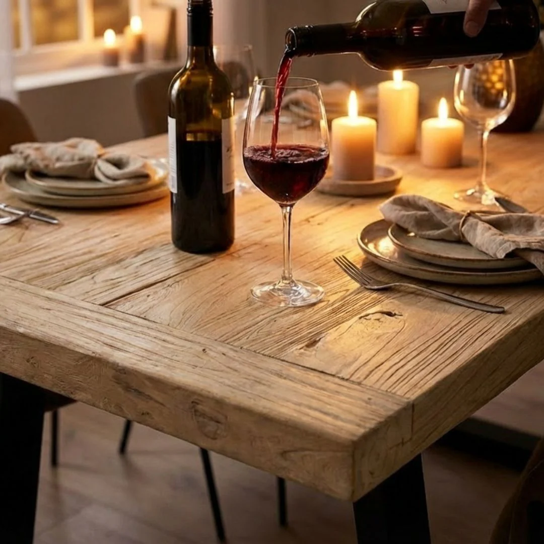 Coniston - Reclaimed Elm Dining Table - Trapezium Legs - Image 6