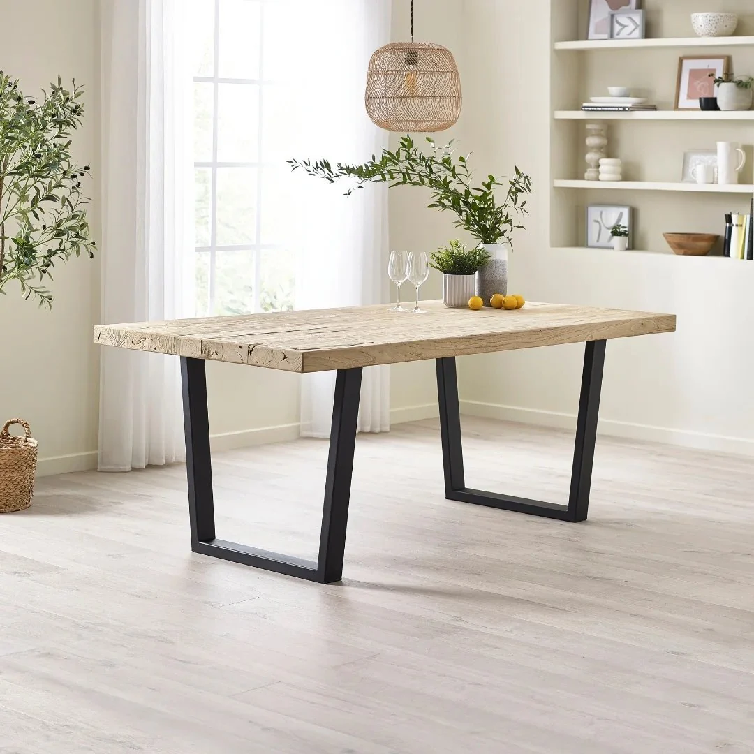 Harrison - Reclaimed Elm Dining Table - V Legs - Image 2