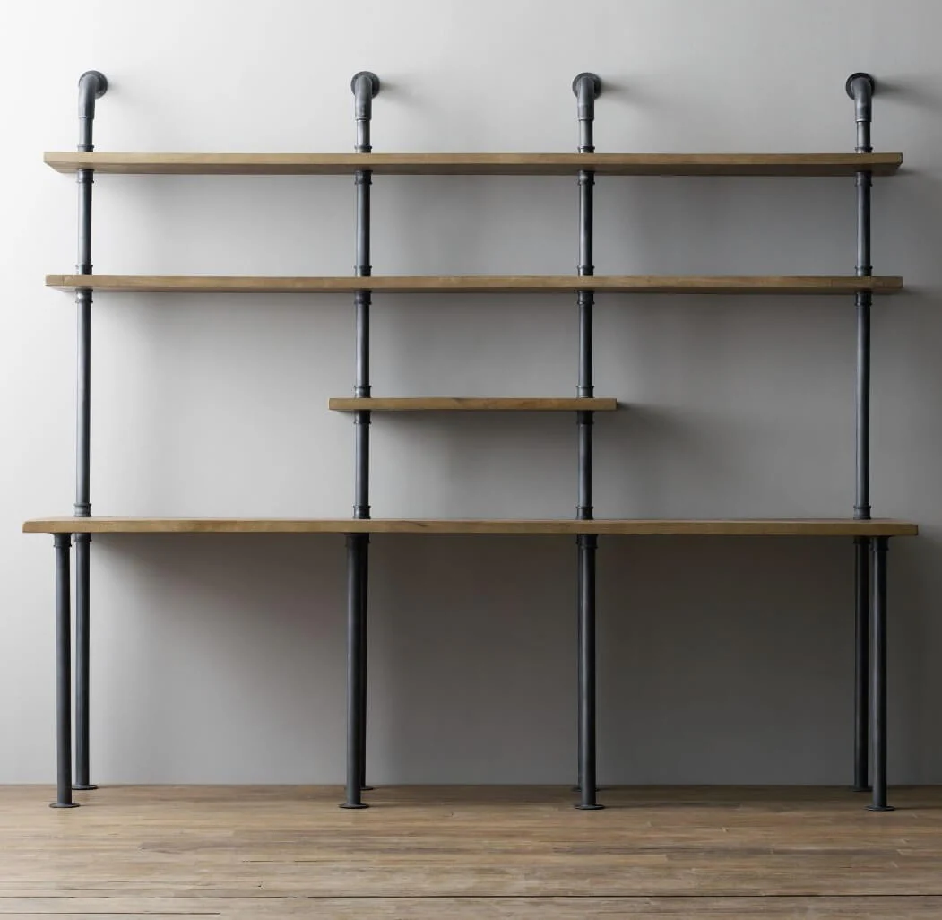 AC-09 Industrial Pipe Double Office Desk - 44cm Depth Desktop - Image 3