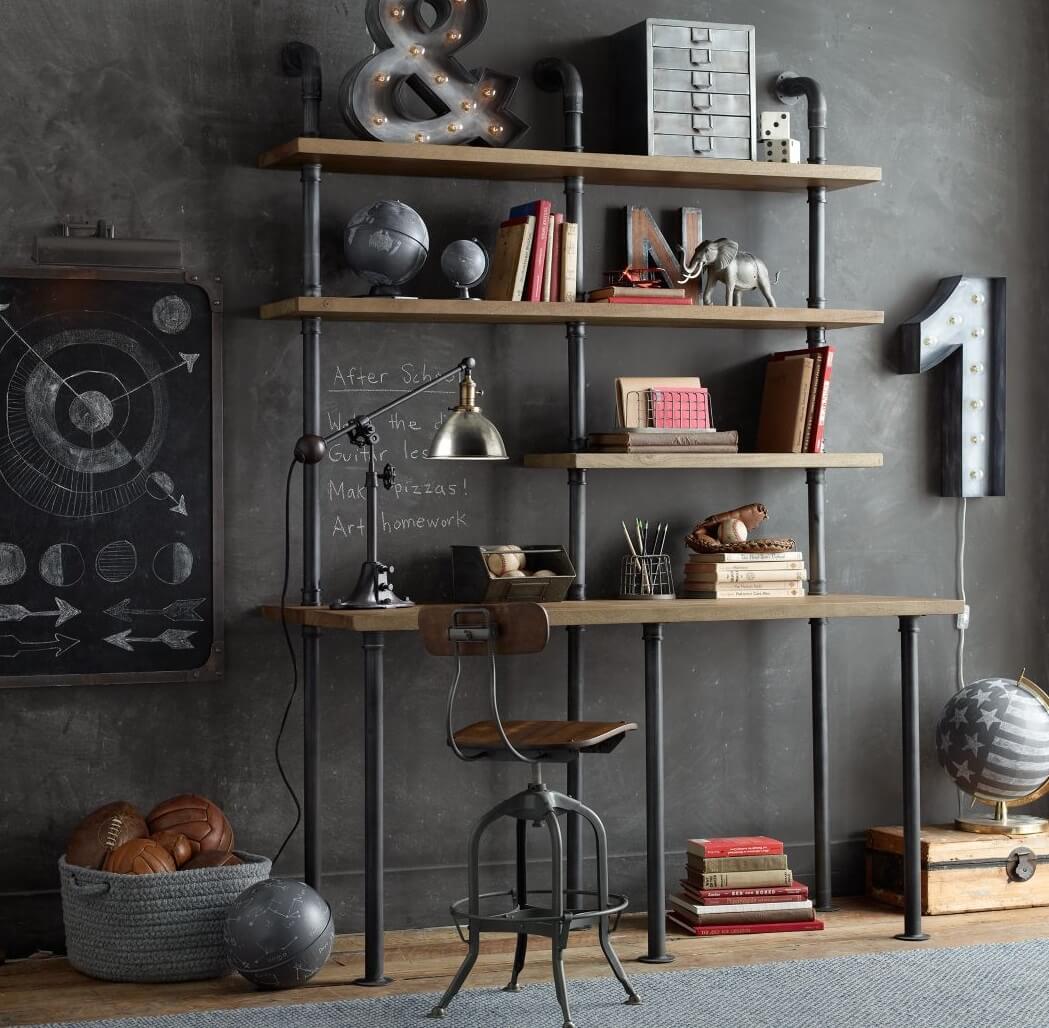 AC-08 Industrial Pipe Office Desk - 44cm Depth Desktop - Image 11