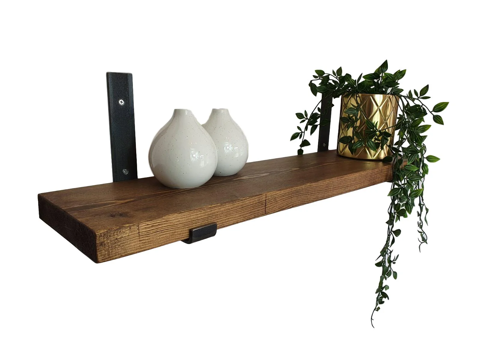 Modern Planed Shelf with Lipped Metal Brackets - Image 6