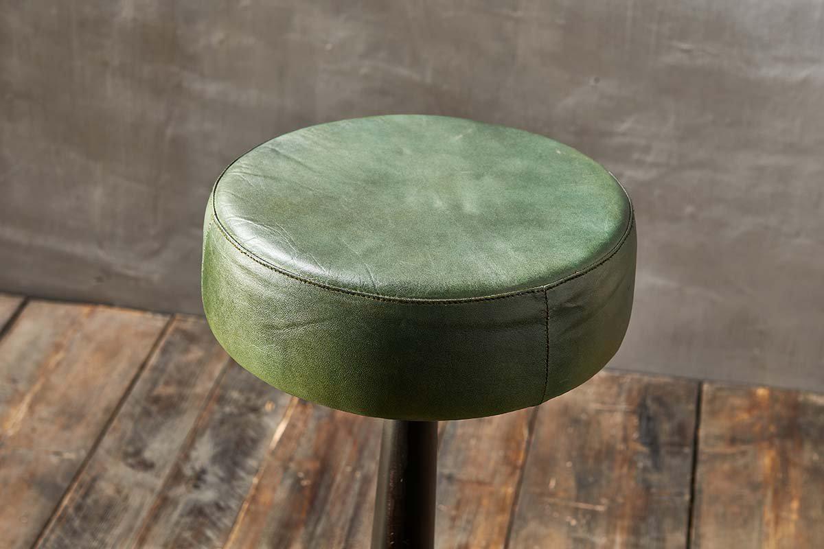 Narwana Leather Round Stool - Rich Green - Image 4