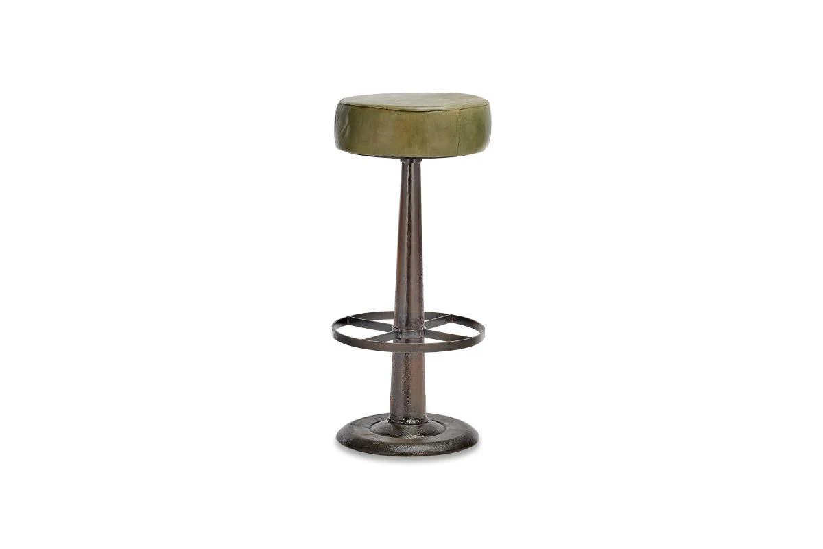 Narwana Leather Round Stool - Rich Green - Image 5