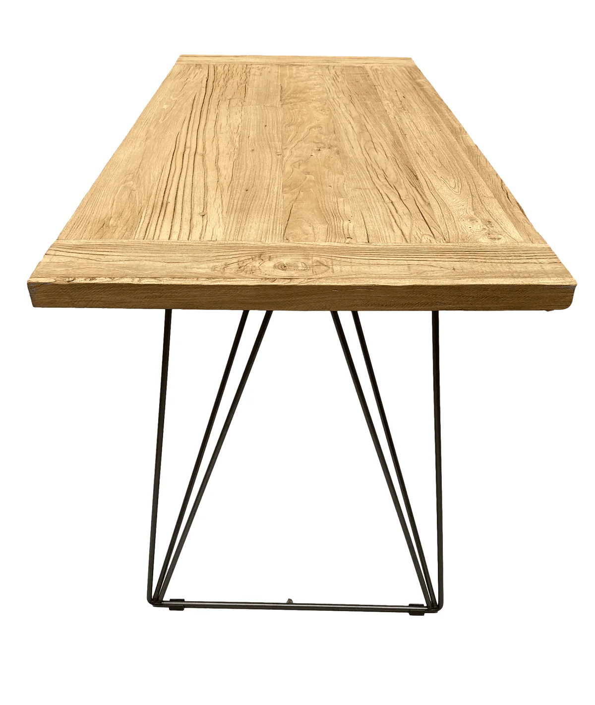 The 40mm Old Barn Reclaimed Elm Table / Desk - Wire Frame Legs - Image 6