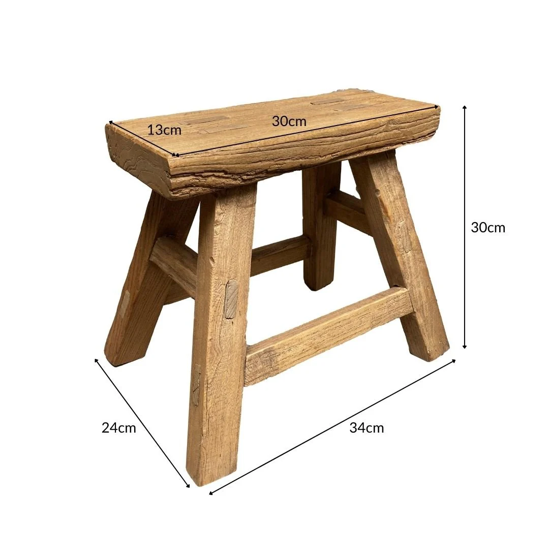 Old Barn Rustic Elm Step Up Stool - 30cm - Image 5
