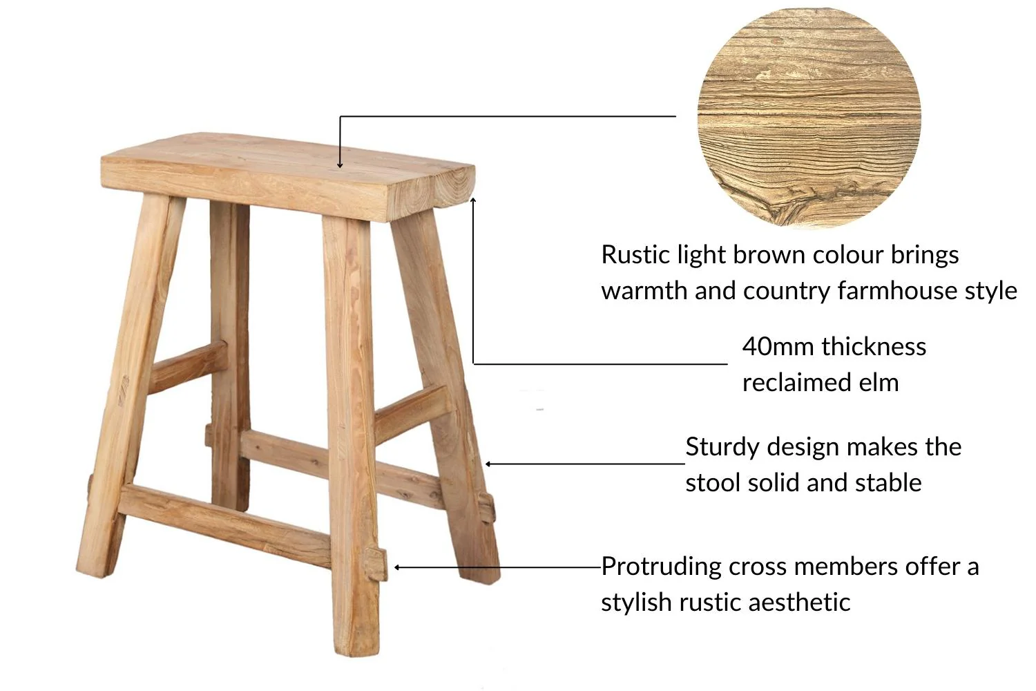 Old Barn Utility Rustic Stool - Image 6