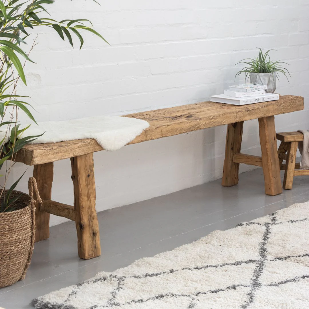 Reclaimed Elm Bench - Image 6