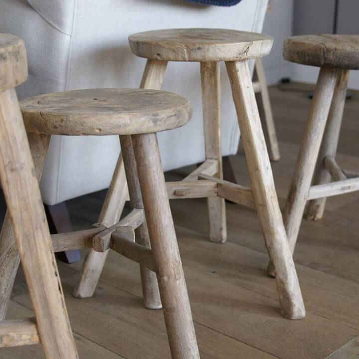 Antique Rustic Round Stool - Image 6