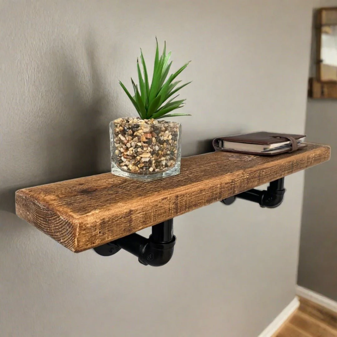 Rustic Shelf 38mm with Pipe Brackets - Image 5