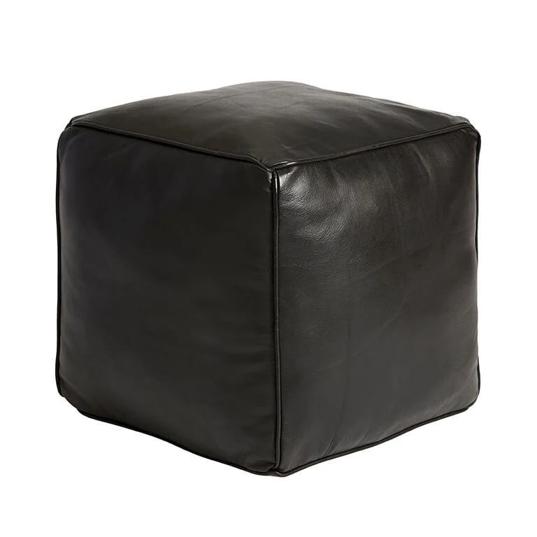 St. Thomas Black – Buffalo Leather Pouffe
