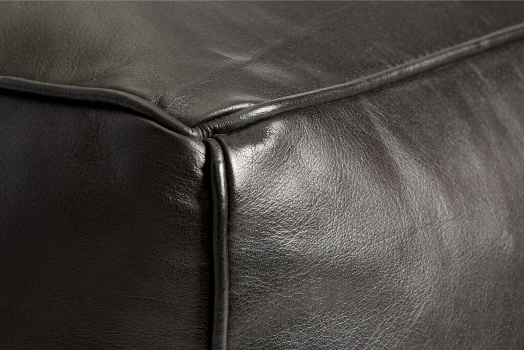 St. Thomas Black – Buffalo Leather Pouffe - Image 2