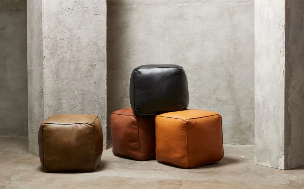 St. Thomas Black – Buffalo Leather Pouffe - Image 4