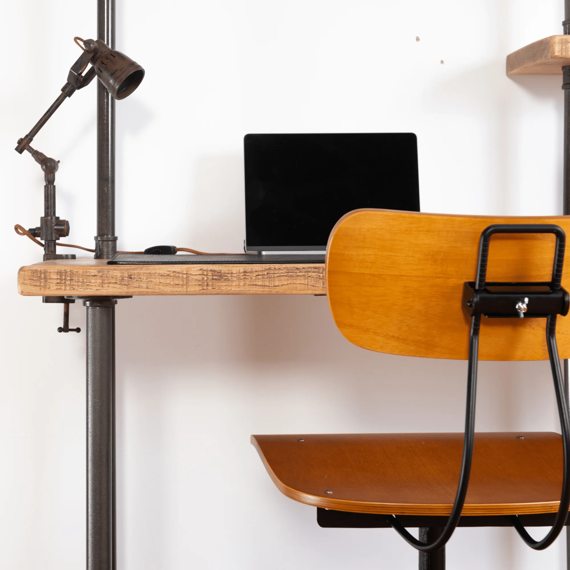 Vintage Industrial Swivel Office Chair - Light Oak - Image 3