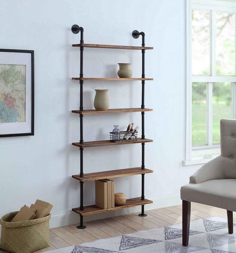 6 Shelf Industrial Pipe Shelving Unit