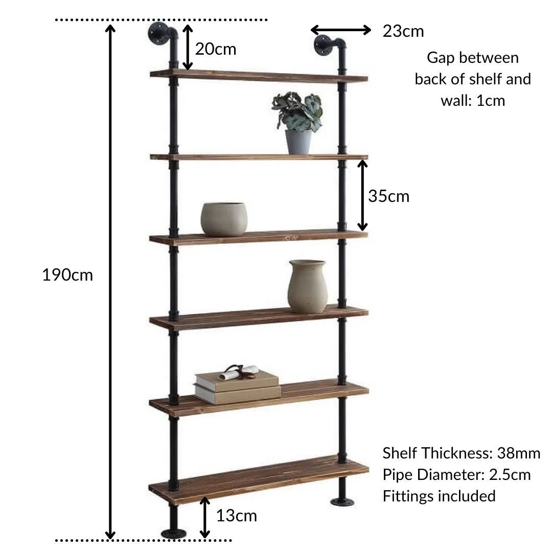 6 Shelf Industrial Pipe Shelving Unit - Image 4