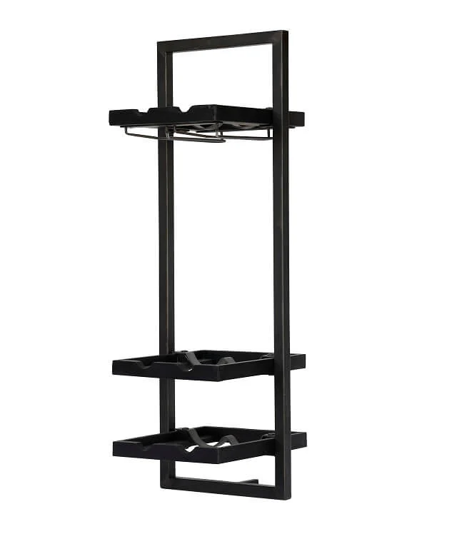 WINEMATE Burned Black Teak 6 Bottles / Glass Holder - Style D - Image 4