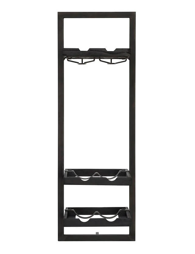 WINEMATE Burned Black Teak 6 Bottles / Glass Holder - Style D - Image 7