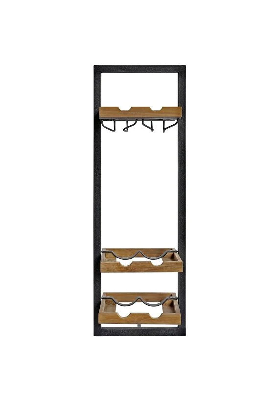 WINEMATE Smooth Teak 6 Bottles / Glass Holder - Style D - Image 10